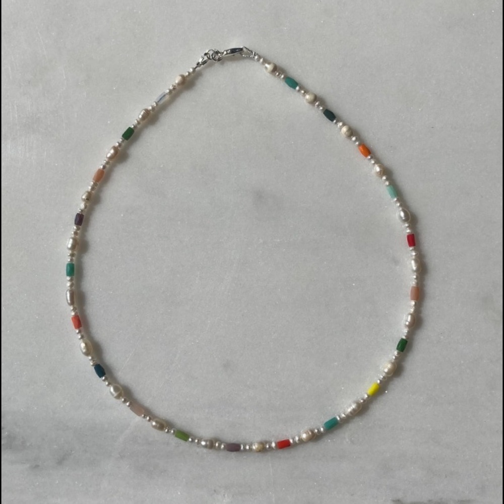 Pearl beaded handmade necklace